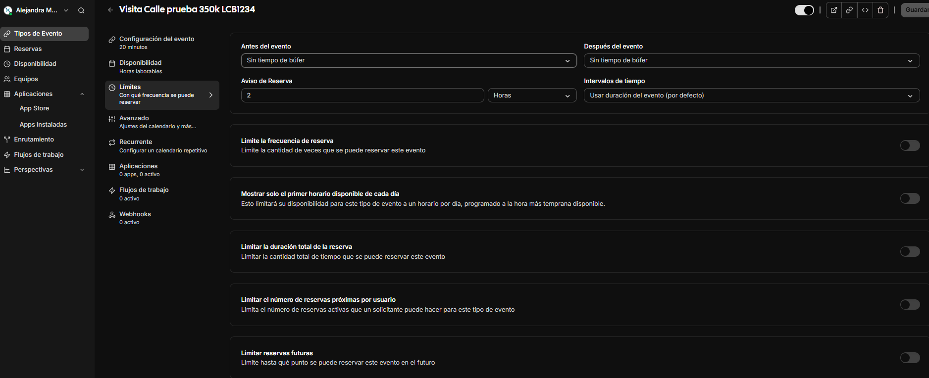 Panel de l&iacute;mites.