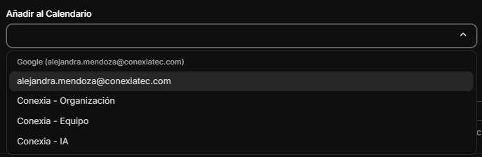 Calendario a sincronizar.